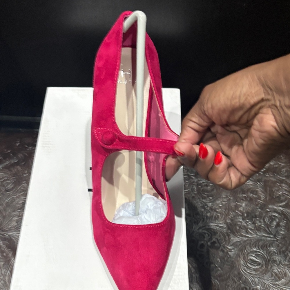 NIB H by Halston Women's Fuschia Pink Vegan Suede Heels - Picture 3 of 8